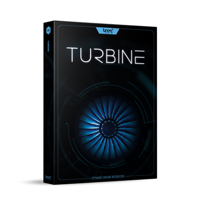 Turbine flight path and jet engine sounds software plug-in by BOOM Library product box